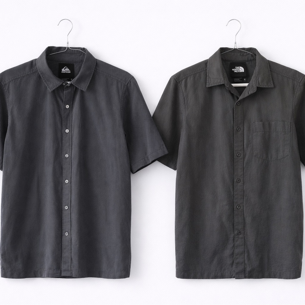 Quiksilver Charcoal Button Down Shirt. North face button down